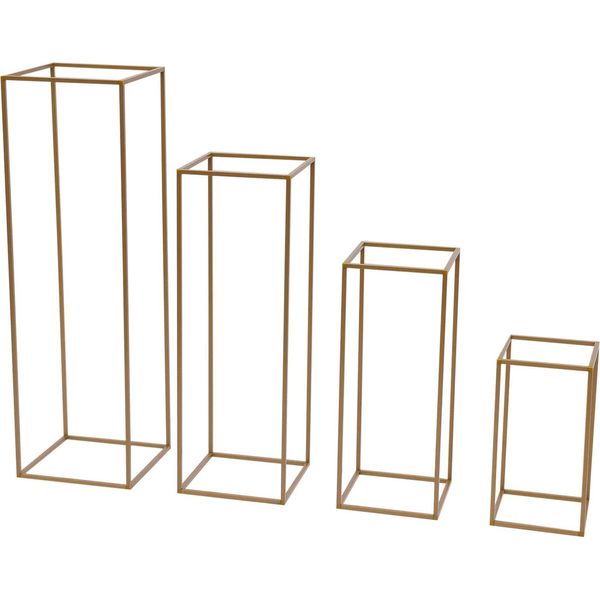 Set Di Portafiori Dorati, Struttura In Acciaio Resistente, Opzioni Di Altezza Versatili, Oro-image
