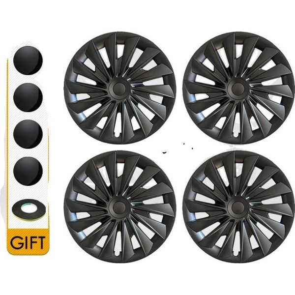 Coprimozzo Da 18 Pollici, Progettato Per Tesla Model 3, Realizzato In Resistente Materiale Plastico Abs, Nero Opaco-image