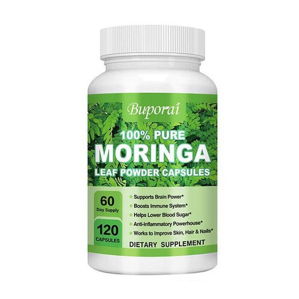 Estratto Di Moringa 1200 Mg (120 Capsule) Integratore Alimentare, Metabolismo, Infiammazione, Pelle, Capelli, Unghie, Cervello, Sistema Immunitario-image