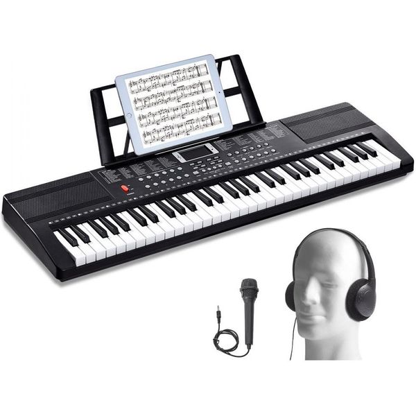 Pianoforte Elettrico Digitale A 61 Tasti - Pianoforte Con 200 Ritmi - Tastiera Elettronica Per Principianti E Giocatori Esperti - Portatile E Versatile-image