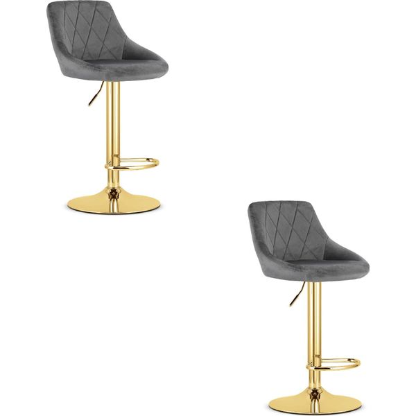 Hocker Kast - Velluto Grigio / Base Oro X 2-image