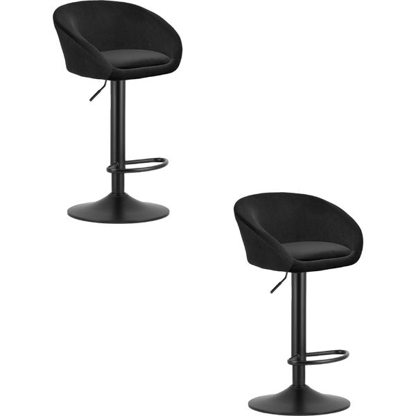 Hocker Orientale - Velluto Nero / Base Nera X 2-image