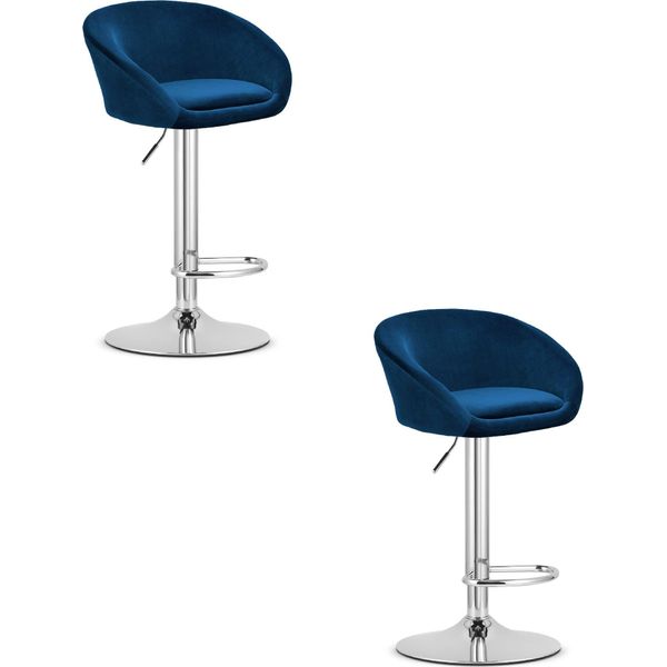 Hocker Orientale - Velluto Blu Navy / Base Cromata X 2-image