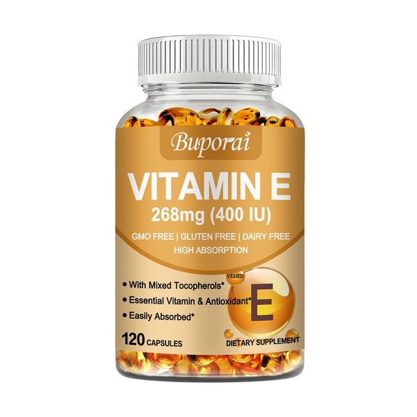 Vitamina E 268 Mg (120 Capsule) Integratore Alimentare, Cuore, Capelli, Pelle, Unghie, Sistema Immunitario, Occhi-image