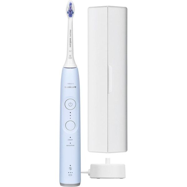 Philips Series 6100 HX7406/02 Spazzolino Ricaricabile, Per Adulti, Spazzolino Sonico, 62000 Movimenti Al Minuto, Blu, 2 Min, Ovale-image