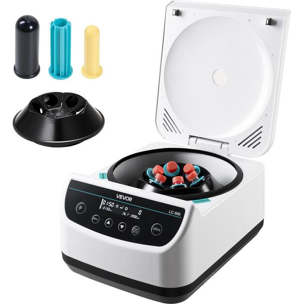 Macchina Centrifuga Vevor 100-2100 Xg Macchina Centrifuga Da Laboratorio Elettrica Rcf Con 1 Rotore Per Tubi Da 2/5/10/15/50 Ml, Regolabile A 500-4000 Giri/Min, A Basso Rumore Per Esperimenti Di Laboratorio-image