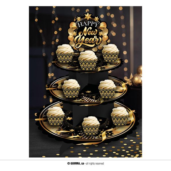 Halloween Cake Stand 3 Tiers Party Decoration Scary Pumpkin Skull Designs Ghostly Atmosphere Spooky Look, Colore: Nero-image