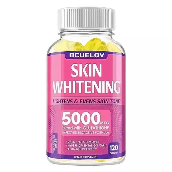Sbiancamento Della Pelle Con Glutatione 5000 Mcg (120 Capsule) Integratore Alimentare, Pelle, Antiossidante, Detergente, Sistema Immunitario-image