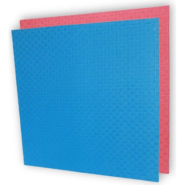 Tappeto Da Ginnastica 100X100 Cm, Rosso-Blu, Schiuma Eva-image