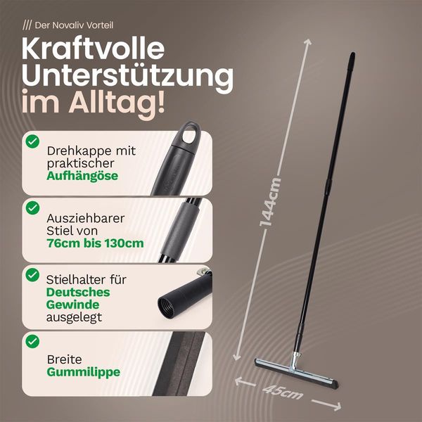 Novatool Tergipavimento 45 Cm I Doccia Terrazza Auto Tergivetro Professionale I Acqua Tergivetro Finestra Tergivetro Labbro In Gomma I Bagno Tergivetro Doccia Acciaio Inox Xxl Tergivetro Acqua-image