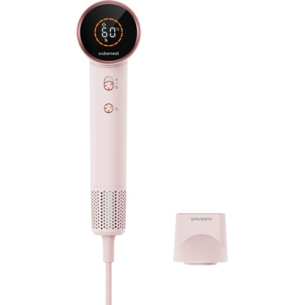 Cubenest - Swiftdry SDH001 - Asciugacapelli - Asciugacapelli Ionico - Display In Gradi Celsius, 4 Impostazioni Di Calore, 2 Impostazioni Di Velocità - 8 Modalità Combinabili - Rosa-image