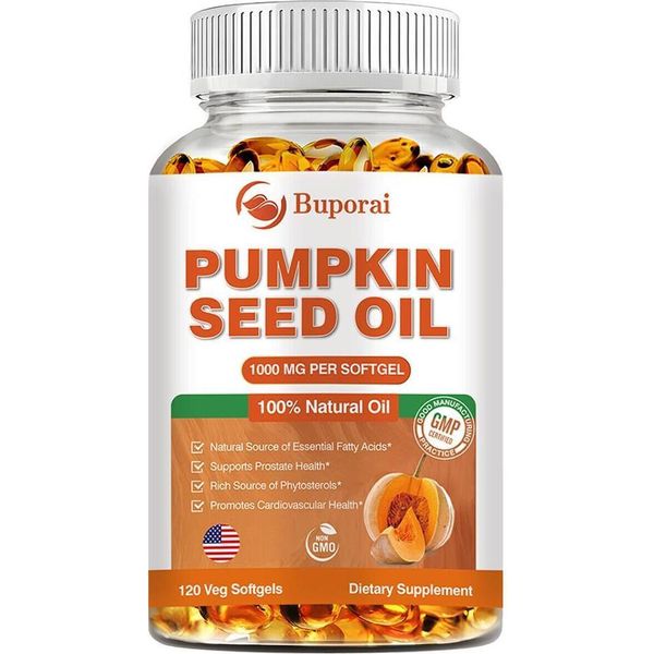Olio Di Semi Di Zucca 1000Mg (120 Capsule) Integratore Alimentare, Tratto Urinario, Vescica, Cuore, Cervello, Capelli-image