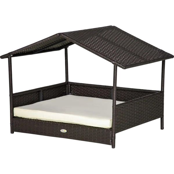 Cuccia Per Cani, Design Resistente Alle Intemperie, Confortevole Zona Notte, Marrone-image
