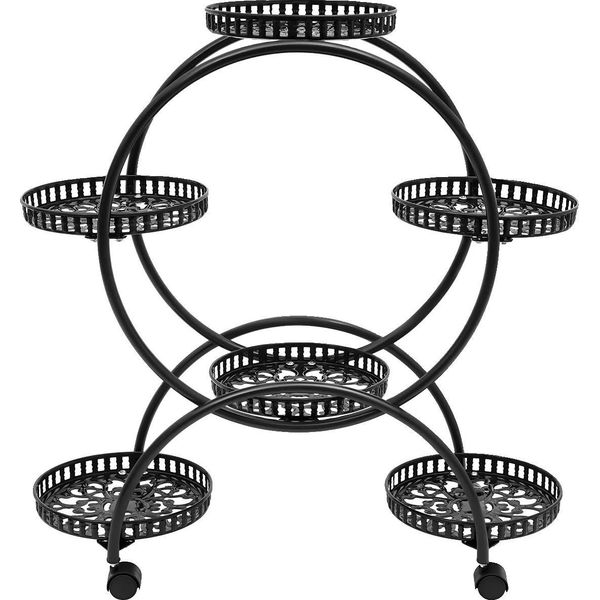 Supporto Per Piante, Design A 4 Livelli, Facile Da Spostare, Nero-image