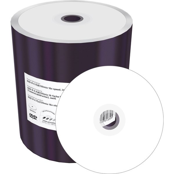 Mediarange DVD-R 4,7GB 100Pcs Spindle 16X Inkjet Full Printa-image