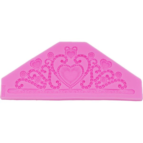 Stampo Per Fondente In Silicone, Corona Con Cuori, Triangolare, Circa 20X8,5X0,8 Cm-image