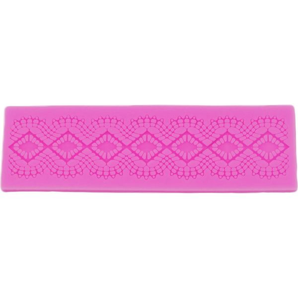 Stampo Per Fondente In Silicone, Motivo Pizzo A Quadretti - Quadrato, Oblungo, Circa 16X4,5X0,4 Cm-image