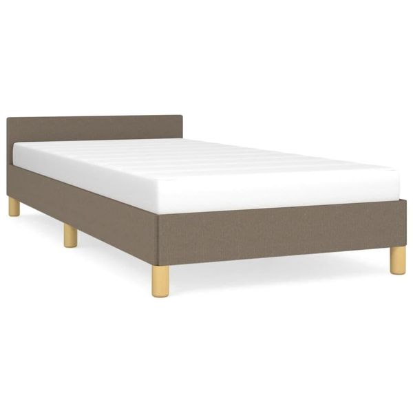 Vidaxl Struttura Letto Con Testiera Senza Materasso Taupe 90X200 Cm Tessuto-image