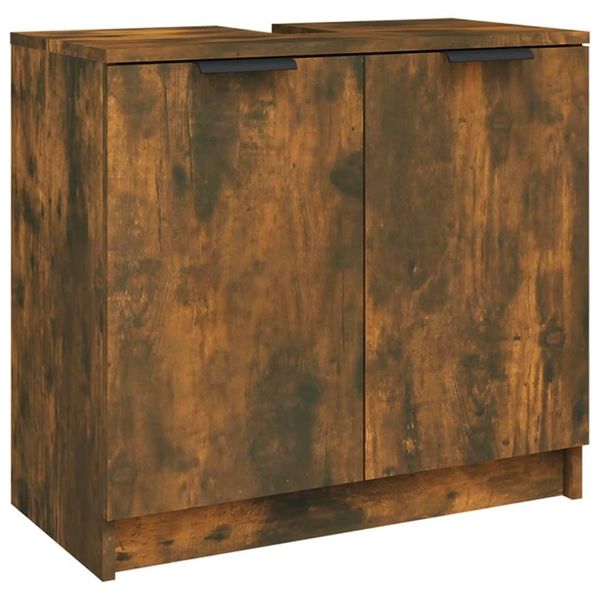 Vidaxl Mobile Da Bagno In Rovere Fumé 64,5X33,5X59 Cm Materiale In Legno-image