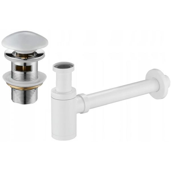 Mexen Semisifone Lavandino Rotondo Con Tappo Ceramico Clic-Clac, Con Troppopieno, Bianco - 7992050-25-image