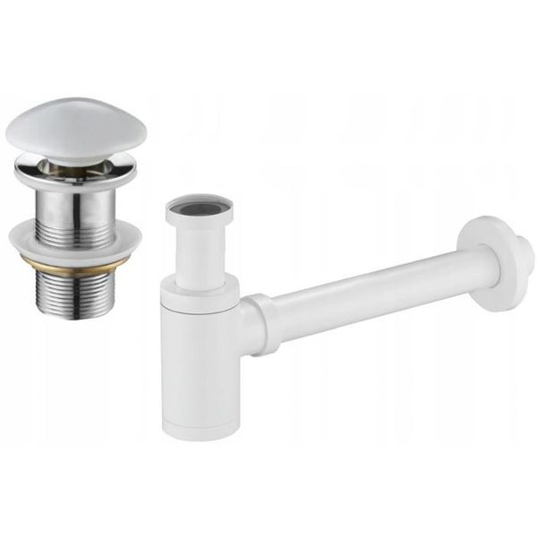 Mexen Semi-Sifone Per Lavabo Rotondo Con Tappo In Ceramica Click-Clack, Senza Troppopieno, Bianco - 7991050-25-image