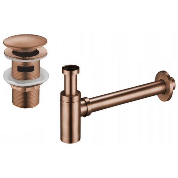Mexen Semisifone Lavabo Rotondo Con Tappo Click-Clack, Con Troppopieno, Oro Rosa - 7992050-60-image