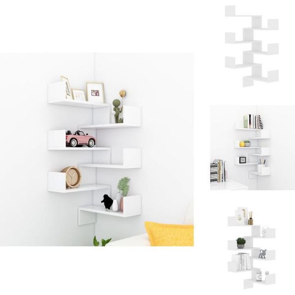 Vidaxl Mensole Angolari A Parete 2 Pz. Bianco 40X40X50 Cm Materiale A Base Di Legno - Mensole A Muro-image