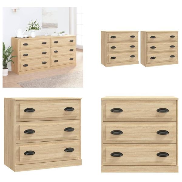 Vidaxl Credenze 2 Pezzi In Legno Di Quercia Sonoma - Credenza - Credenze - Armadio - Armadio Portaoggetti-image