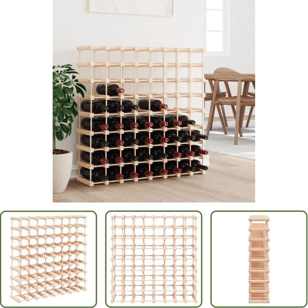 The Living Store Portabottiglie Per 72 Bottiglie 90,5X23X90,5 Cm In Legno Di Pino Massiccio-image