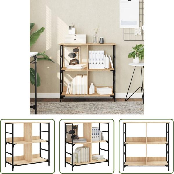 The Living Store Libreria Rovere Sonoma 78,5X33X82 Cm Materiale In Legno-image