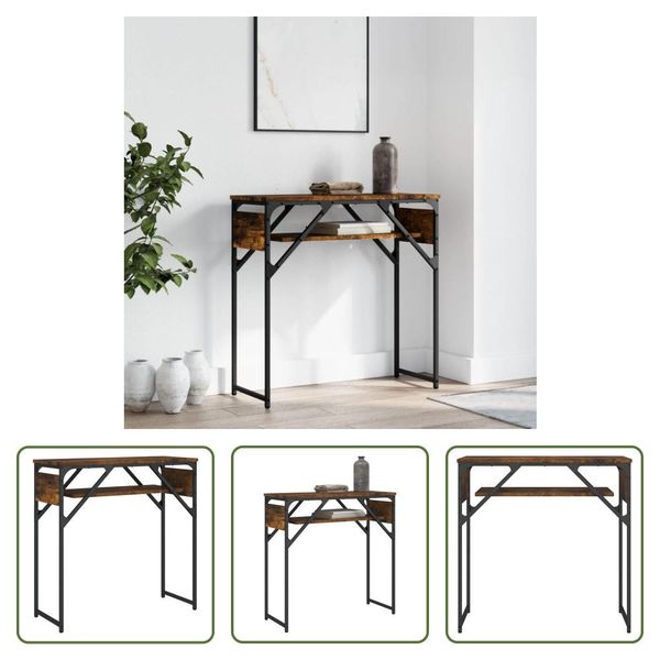 The Living Store Consolle Con Ripiano In Rovere Fumé 75X30X75Cm Materiale In Legno-image