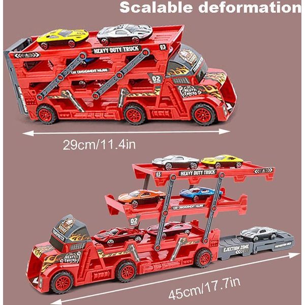 Auto Trasportatore Camion Giocattolo Tre Strati Deformati Camion Trasportatore Bambini Giocattolo Auto Regalo Per Il Compleanno Natale-image
