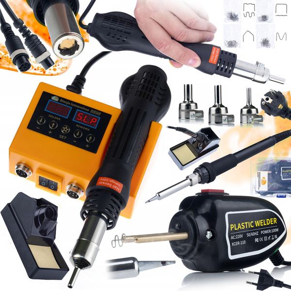 Rosfix Set Orange Husky OH660 Electric S + Strong Cosmico RSC100W – Stazione Di Saldatura 2 In 1 Ad Aria Calda E 900M, Saldatrice Per Plastica Da 100W-image