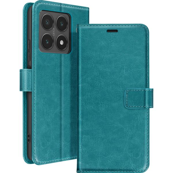 Mayaxess, Custodia A Portafoglio Xiaomi 14T Funzione Stand Con Cinturino A Mano, Blu Turchese-image