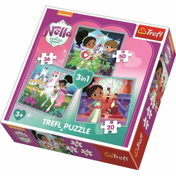 Puzzle Trefl Nella, Principessa Dei Cavalieri E Il Suo Mondo 3In1 (20,36,50 Pezzi)-image