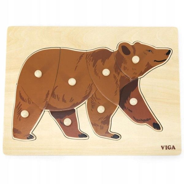 Viga Puzzle Montessoriano In Legno Orsacchiotto Con Tessere-image