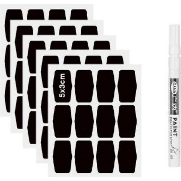 Inf Etichette Adesive Rimovibili Per Barattoli Di Vetro Nere, 5 Cm, Set Da 5-image