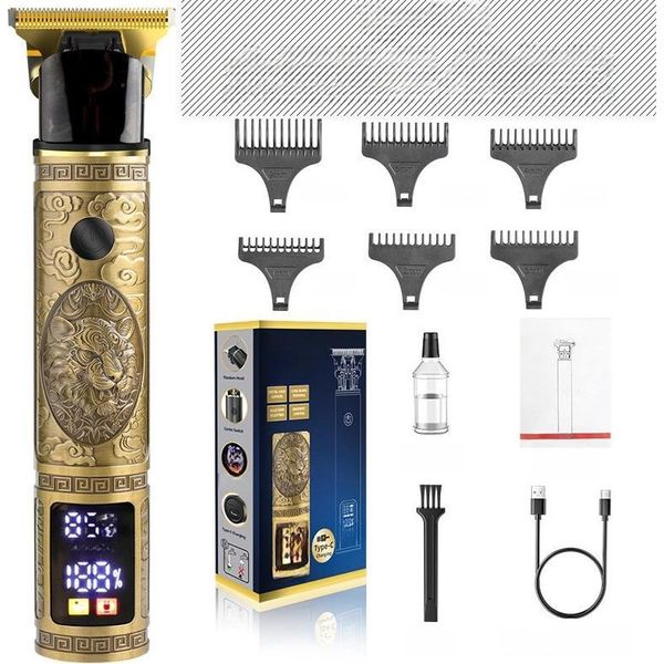 Inf Tagliacapelli Elettrico Da Uomo Con Display Digitale E Motivo Tigre-image
