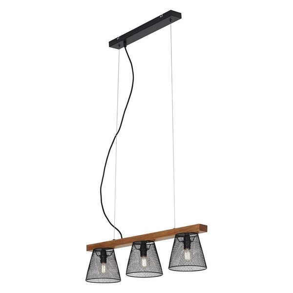 Lampada A Sospensione Lampada Retrò Effetto Griglia 3X E14 25 W Metallo-Legno Briloner-image
