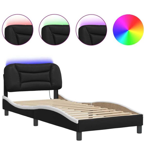 Vidaxl Struttura Letto Con Led Senza Materasso "Hvar"" Bianco E Nero 90X190 Cm"-image