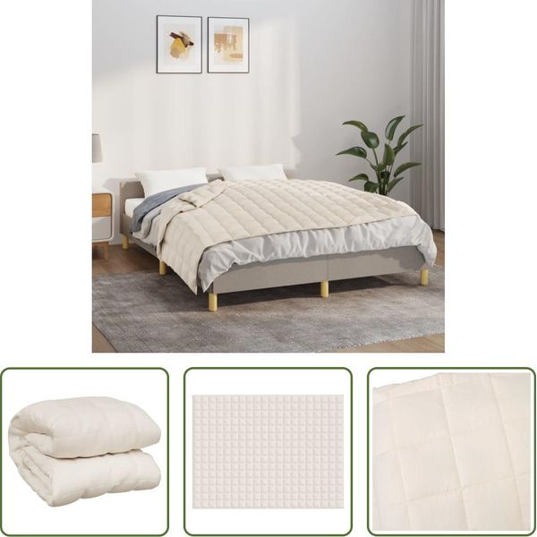 The Living Store Coperta Pesata Crema Chiaro 152X203 Cm 7 Kg Tessuto-image