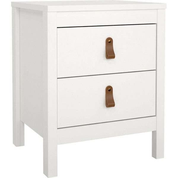 Dmora Comodino Fred 38.4X43.8X54.1H Cm Bianco, 2 Cassetti Apertura Scorrevole-image