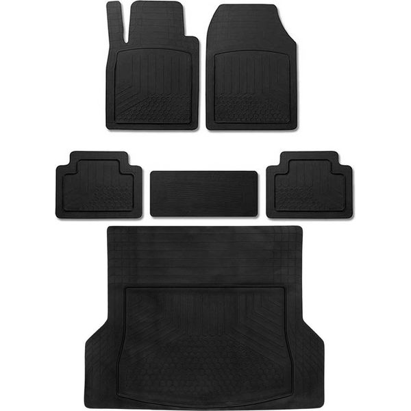 Set Di Tappetini E Vaschetta Portabagagli Per Mitsubishi Outlander In Gomma Antiscivolo-image