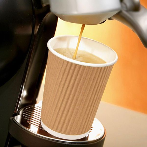 Bicchiere Papstar Ripple Wall In Puro Cartone Marrone 100Ml 25 Pezzi-image
