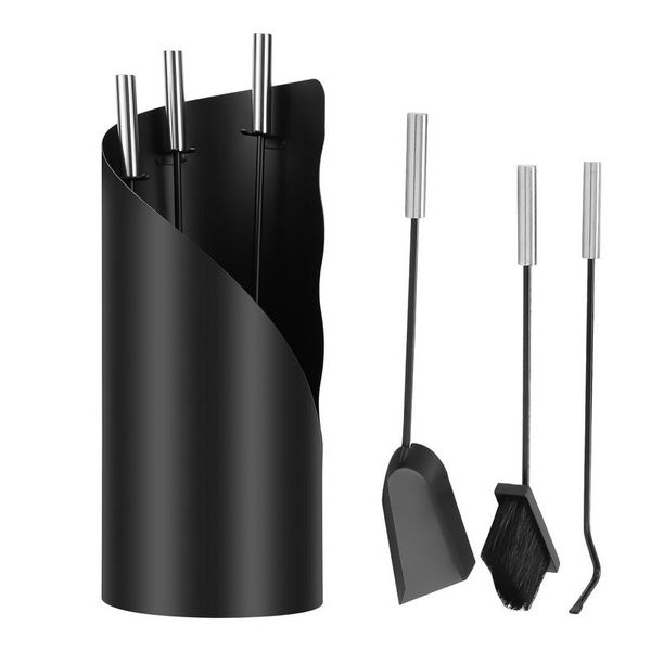 Set Caminetto Fiqops Set Stufa Set Caminetto Nero 4 Pezzi-image