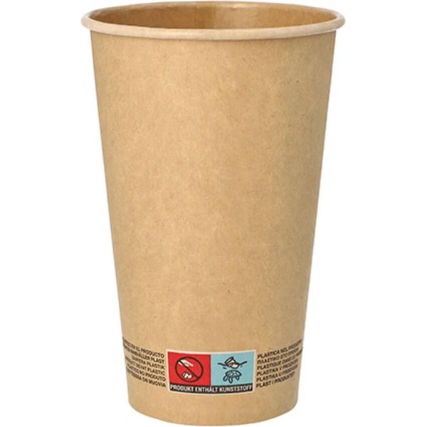 Papstar Bicchiere In Cartone "Puro"", 0,4 L, Marrone, In Cartone Con Rivestimento Biodegradabile, - 1 Pezzo (88952)"-image