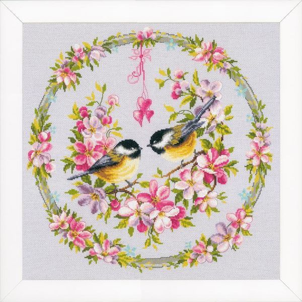 Vervaco Conteggio Vervaco Confezione Campione Titmouse In Una Di Fiori-image