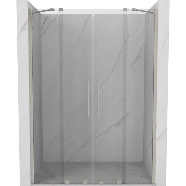 Mexen Velar Duo Porta Doccia Scorrevole 140 Cm, Trasparente, Nichel Spazzolato - 871-140-000-02-97-image