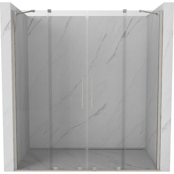 Mexen Velar Duo Porta Doccia Scorrevole 180 Cm, Trasparente, Nichel Spazzolato - 871-180-000-02-97-image