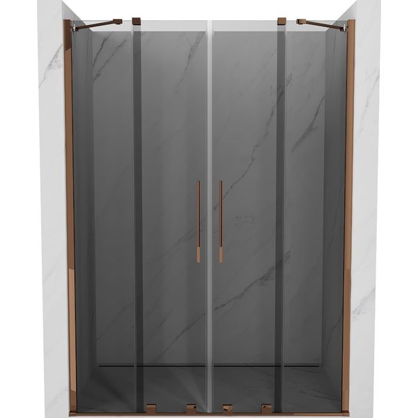Mexen Velar Duo Porta Doccia Scorrevole 150 Cm, Grafite, Oro Rosa - 871-150-000-42-60-image